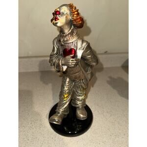 Mida Argento Silver Hand Painted Kissing Clown Italian Figurine.